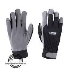 kesztyű munkához; kombinált, szintetikus bőr tenyérrész,/ LUREX kézhát,  méret: 9'