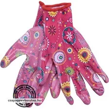 kerti kesztyű, rózsaszín, nylon, méret:  7' nitrilbe mártott teny. és ujjhegy., gumírozott mandzsetta, Extol Lady