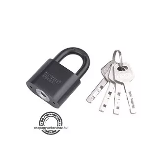   lakat, vas, fekete, 4db kulcs; 40mm, edzett acél kengyel, szárátmérő: 7 mm