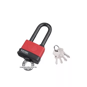   lakat, laminált, vízálló, hosszított kengyel, 4db kulcs; 65mm, kengyelszárátmérő:13/18mm