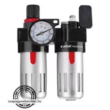 levegőelőkészítő (légszűrő nyomásszabályozóval, olajozóval ésmanométerrel),max.8Bar,1/4",max.60°C,90ml szűrő&90mlolajzó