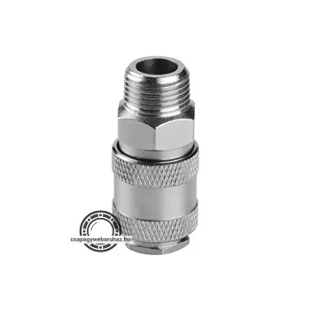   gyorscsatlakozó-hüvely, külső menettel, 1/2", nikkelezett réz, bliszteren