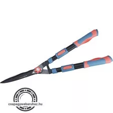 sövényvágó olló, hullámos, tapadásmentes penge, teleszkópos, 690-890mm, ellipszis, gumírozott műanyag