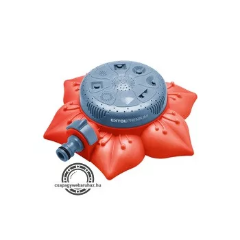   locsoló, virág alakú talapzat, 8 funkciós, műanyag; kuplung csatlakozóval