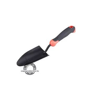   kerti lapát/ásó fém, széles, fogazott szélű, 32 cm, műanyag/TPR nyél