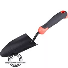 kerti lapát/ásó fém, széles, fogazott szélű, 32 cm, műanyag/TPR nyél