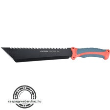 bozótvágó kés (machete), teljes/penge hossz: 395/260mm, fogazott rozsdamentes acél penge, PP+TPR nyél, nylon tok