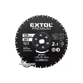   fűrészlap, keményfémlapkás 125×20×16mm, 38T, 2az1ben Twin Blade rendszer, fémre és fára, 8893020 vágógéphez