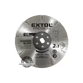   gyémántvágó korong 125×20mm,  2az1ben Twin Blade rendszer, kőhöz és csempéhez, 8893020 vágógéphez