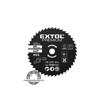   körfűrészlap, HSS, 89mm, 44T a 8893022 mini körfűrészhez, műanyagra, puhafémekre, gipszkartonra