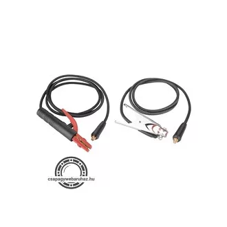   Hegesztő kábelpár, földelőkábel csipesszel + munkakábel elektródafogóval, 120A, 3m, 16mm2, csatlakozó: 10-25 EXTOL 8898220