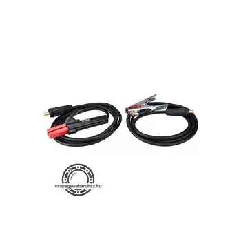   hegesztő kábelpár, földelőkábel csipesszel + munkakábel elektródafogóval, 160A, 3m, 25mm2, csatlakozó: 10-25