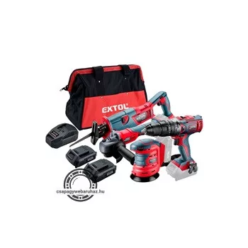   akkus gépszett Share20V, táskában, 7db-os: fúró, sarokcsiszoló, szablyafűrész, rotációs csiszoló, 2db akku, töltő