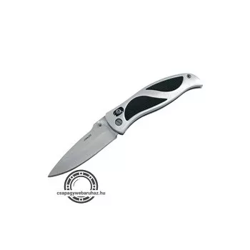   zsebkés, rozsdamentes pengével, teljes/összecsukott hossz:197/115mm, alu.nyél, övre akasztható, rögzítővel