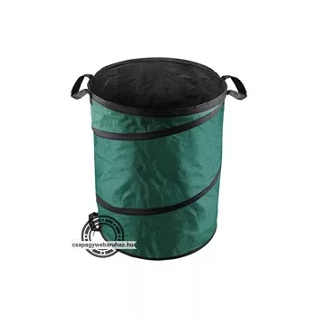   kerti levélgyűjtő/tároló zsák, henger alakú, acélrugós/önfelnyíló, 55×72cm, 170L, zöld, 3 fogantyú, PES (poliészter)