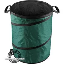 kerti levélgyűjtő/tároló zsák, henger alakú, acélrugós/önfelnyíló, 55×72cm, 170L, zöld, 3 fogantyú, PES (poliészter)