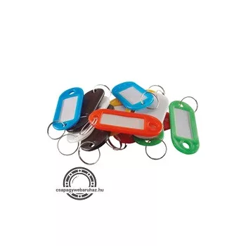 kulcscimke 12db, színes műanyag; címke hellyel