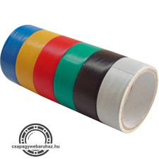 szigetelő szalag, 6db-os, színes;  19mm×18m×0,13mm (3m×6db)