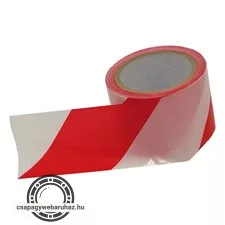 jelölő szalag, piros-fehér; 75mm×100m, polietilén (kordonszalag)