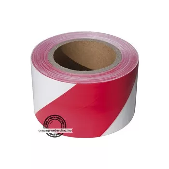   jelölő szalag, piros-fehér; 75mm×250m, polietilén (kordonszalag)