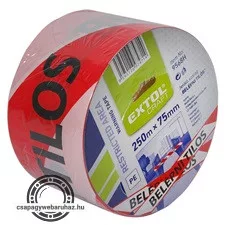jelölő szalag, piros-fehér; 75mm×250m, polietilén "BELÉPNI TILOS" felirattal, (kordonszalag)