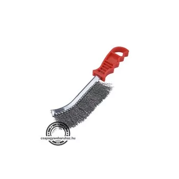   drótkefe hajlított, műanyag nyél; acél, 24cm, 30mm szálhossz