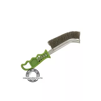   drótkefe hajlított, műanyag nyél; rozsdamentes acél, 24cm, 30mm szálhossz