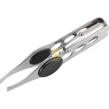   csipesz LED fénnyel, rozsdamentes acél, hossz: 95mm, pofák szélessége: 4mm, 3×1,5V elemmel (LR71)