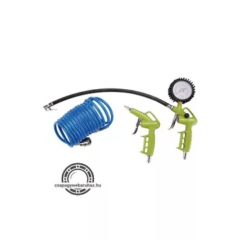   alap légkompresszor tartozék szett, 3db (lefúvató pisztoly, gumiabroncsfúvó pisztoly,spiráltömlő), 1/4" gyorscsatlakozó