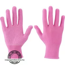 kötött kesztyű, rózsaszín, PE, fehér PVC pöttyökkel, méret:  7', Extol Lady