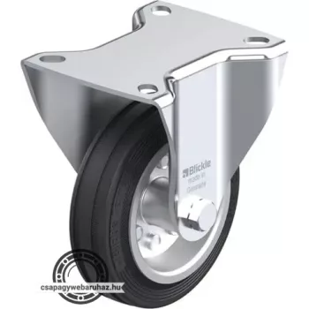   B-VE 150R BLICKLE Acéllemez fixvillás görgő, középerős kivitel, talplemezzel, Kerék standard tömörgumi abronccsal, acéllemez felnivel