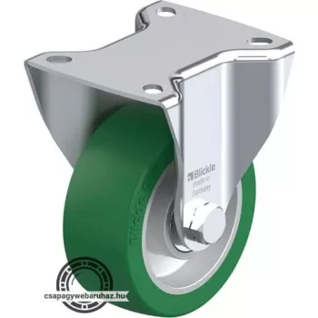   BK-ALST 100K-1 BLICKLE Acéllemez fixvillás görgő, Extraerős kivitel, talplemezzel, Nagy teherbírású kerék Blickle Softhane® Soft poliuretán futófelülettel, alumíniumfelnivel