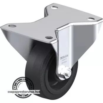   BK-POEV 100R-3 BLICKLE Acéllemez fixvillás görgő, Extraerős kivitel, talplemezzel, nagy teherbírású kerék „Blickle EasyRoll” elasztikus tömörgumi abronccsal, poliamid felnivel