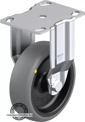 BKPA-TPA 101G-ELS BLICKLE Rozsdamentes fixvillás műszerkocsigörgő talplemezzel, Kerék termoplasztikus gumi futófelülettel, polipropilén felnivel, elektromosan vezetőképes, Nyommentes