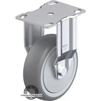   BKPA-TPA 101KF BLICKLE Rozsdamentes fixvillás műszerkocsigörgő talplemezzel, Kerék termoplasztikus gumi futófelülettel, polipropilén felnivel, műanyag porvédővel