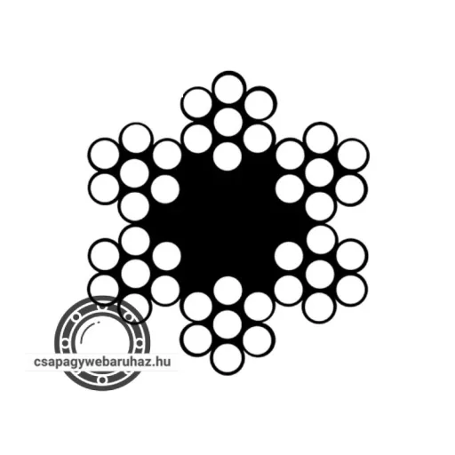 Drótkötél 1.5x500 DIN3055 500 méter , horganyzott , Sodrat: 6x7 (6 pászma, pászmánként 7 szál) + FC (textil betét)