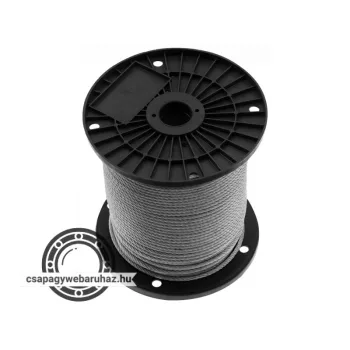   Drótkötél 5x100 DIN3055 100 méter , horganyzott PVC bevonattal 5/6 mm , Sodrat: 6x7 (6 pászma, pászmánként 7 szál) + FC (textil betét)