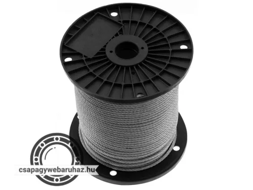 Drótkötél 5x100 DIN3055 100 méter , horganyzott PVC bevonattal 5/6 mm , Sodrat: 6x7 (6 pászma, pászmánként 7 szál) + FC (textil betét)