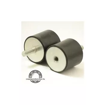   GUMIBAK 2-es típus.20X15 M6X18 55 Shore-A , hengeres gumi rezgéscsillapító