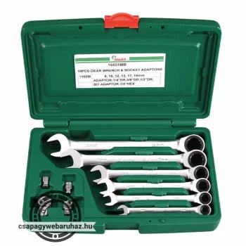   HANS racsnis csillag-villás kulcskészlet 6+4r. 8-19mm + adapterek CrV 16651MB