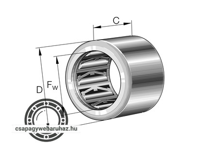 HF 1616 KBS tűgörgős csapágy szabadonfutó