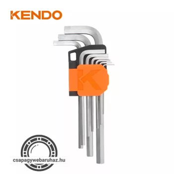 KENDO imbuszkulcs készlet hosszú 9r. SW1,5-10 CrV No.20732