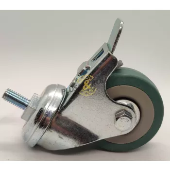   Szürke általános gumi futófelületű kerék siklócsapággyal  ,kerékátmérő=50 K37 csavarral fékkel M8X15 , beépítési magasság:71 , teherbírás:40kg 