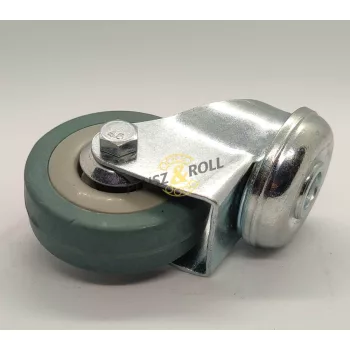   Szürke általános gumi futófelületű kerék siklócsapággyal  ,kerékátmérő=50 K37 hátfuratos D=10 , beépítési magasság:71 , teherbírás:40kg 