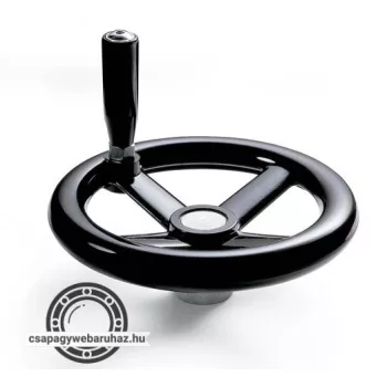   Kézikerék VLGA , átmérő:100mm , négy küllős átfúrható középrésszel , hajtókarral , előfurat átmérő:00H7