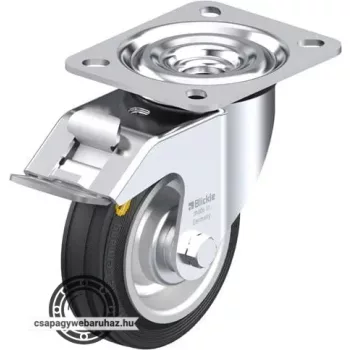   L-RD 100R-FI BLICKLE Acéllemez forgóvillás görgő, középerős kivitel, talplemezzel, stop-fix fékkel, kerék „Blickle Comfort” kétkomponensű tömörgumi abronccsal, acéllemez felnivel