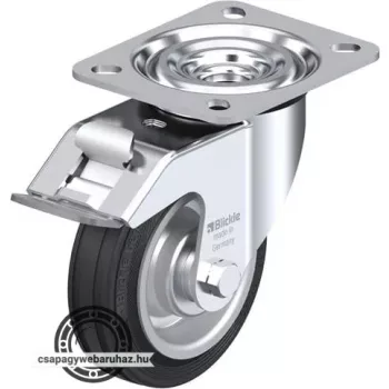   L-V 100R-FI BLICKLE Acéllemez forgóvillás görgő, középerős kivitel, talplemezzel, stop-fix fékkel, Kerék standard tömörgumi abronccsal, acéllemez felnivel, erősített kivitel