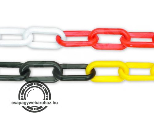 Hosszúszemű műanyag lánc 6mm piros-fehér