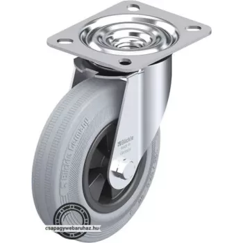   LE-VPP 125G-SG BLICKLE Acéllemez forgóvillás görgő, talplemezzel, kerék standard tömörgumi abronccsal, Kerék tömörgumi abronccsal, műanyag felnivel, nyommentes, szürke
