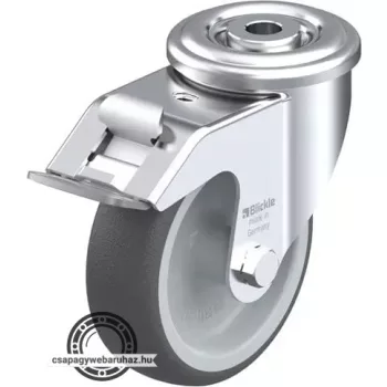   LER-PATH 100G-FI BLICKLE Acéllemez forgóvillás görgő hátfurattal, stop-fix fékkel, Kerék termoplasztikus poliuretán futófelülettel, poliamid felnivel